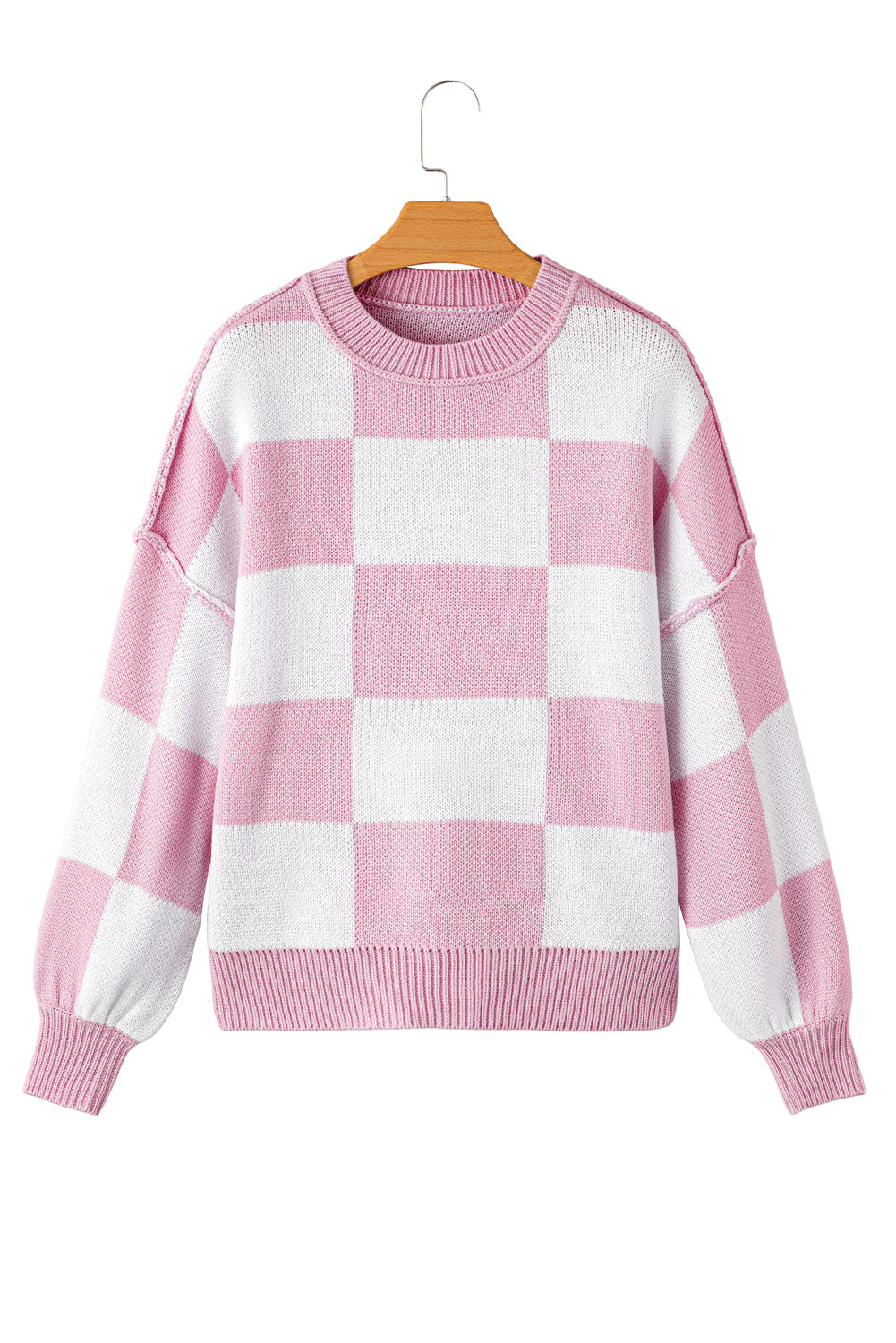 Checkered Bishop Sleeve Sweater