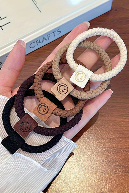 5pcs Smile Face Decor Braided Hair Ties