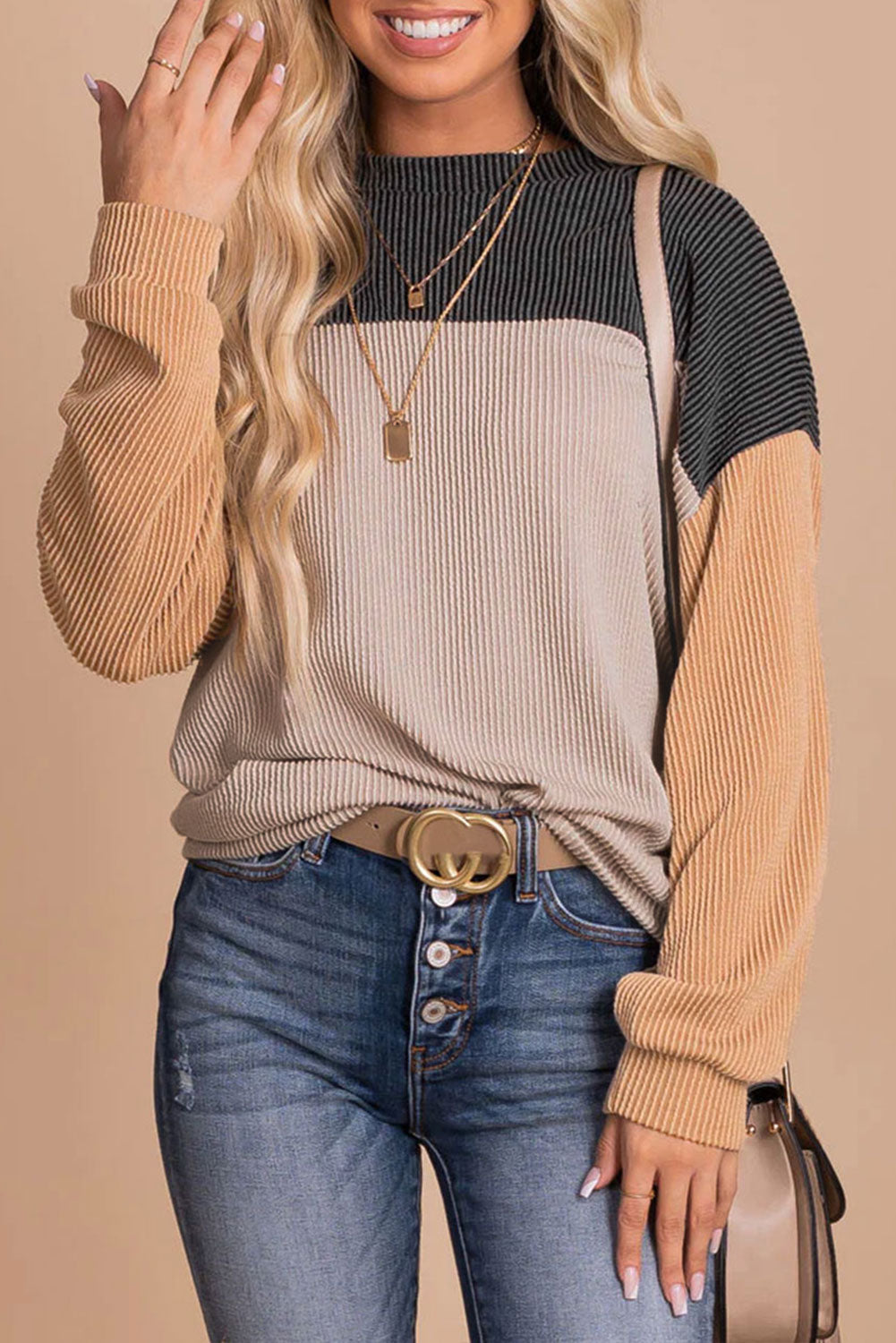 Long Sleeve Ribbed Loose Top