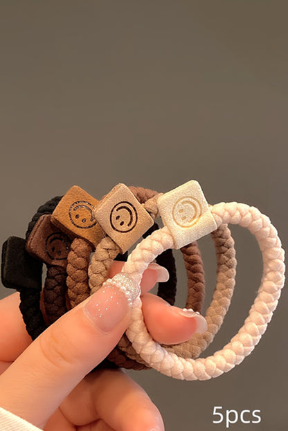 5pcs Smile Face Decor Braided Hair Ties