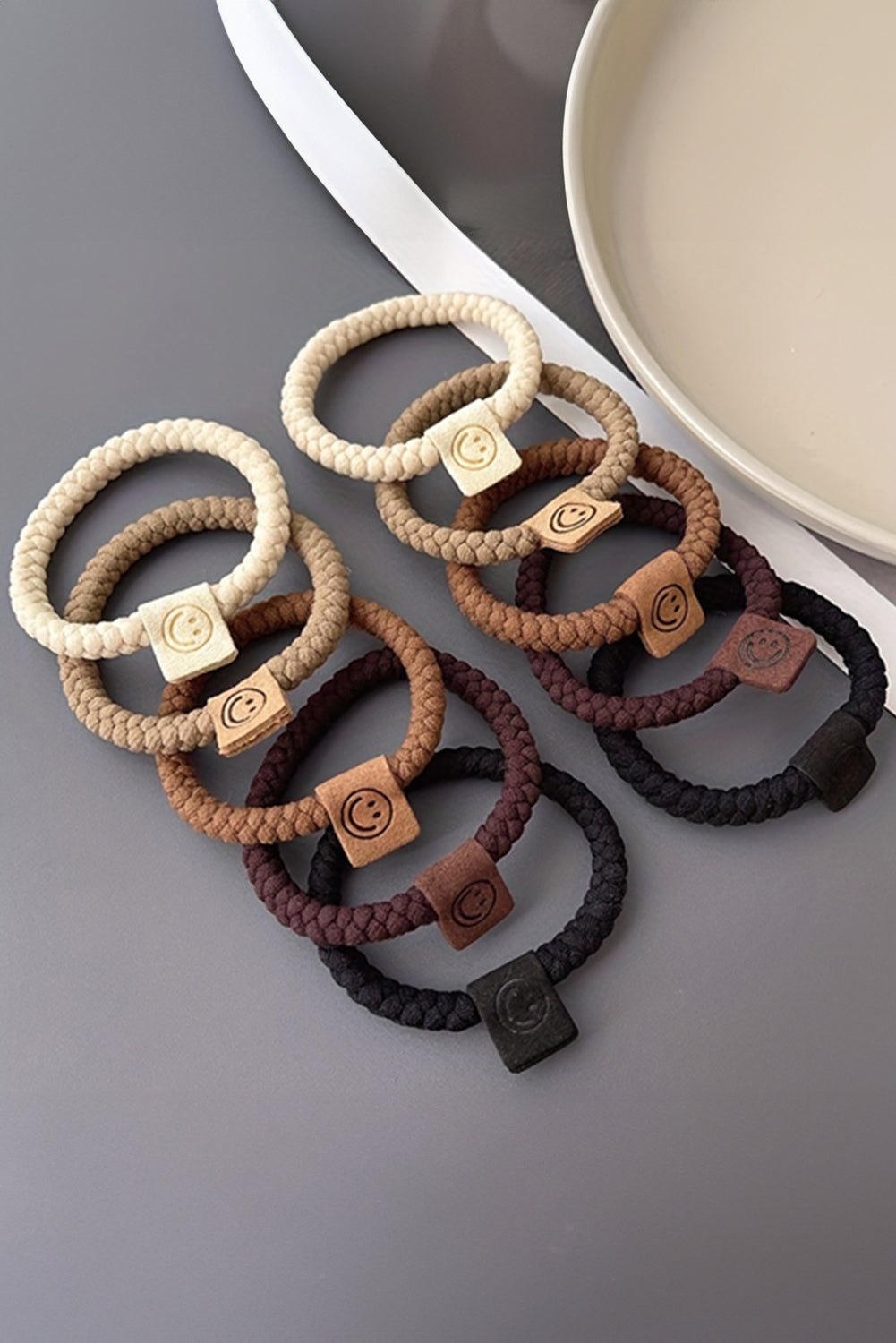 5pcs Smile Face Decor Braided Hair Ties